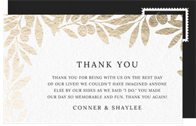 'Double Laurels' Wedding Thank You Note