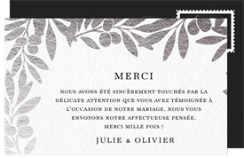'Double Laurels' Wedding Thank You Note