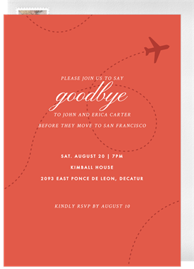 'Fly Away' Going Away Party Invitation