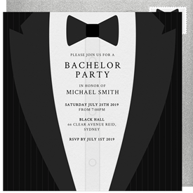 'Black Tux' Bachelor Party Invitation