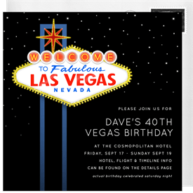 'Fabulous Las Vegas' Adult Birthday Invitation