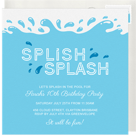'Fun Splish Splash' Kids Birthday Invitation