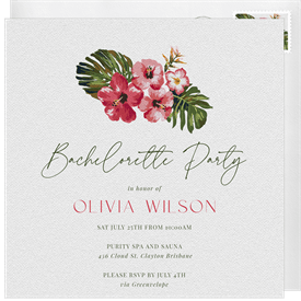 'Painted Hibiscus' Bachelorette Party Invitation