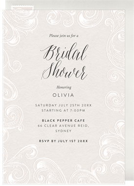 'Feather Flourish' Bridal Shower Invitation