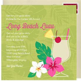 'Leafy Luau' Summer Party Invitation