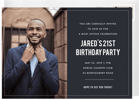 'Simple Frame Cool' Adult Birthday Invitation