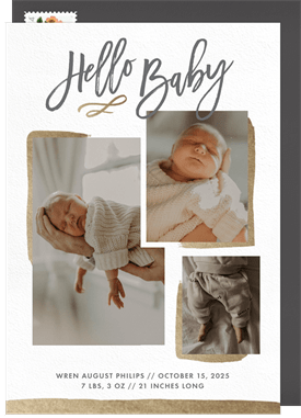 'Brushy Frame' Birth Announcement