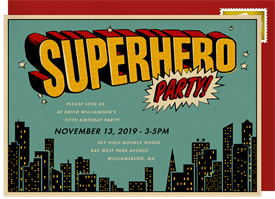 'Superhero Party' Kids Birthday Invitation