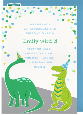 'Confetti-saurus' Kids Birthday Invitation