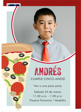 'Pizza Rules' Kids Birthday Invitation