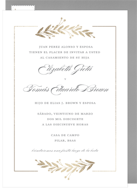 'Foil Laurels' Wedding Invitation