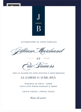 'Tabbed Monogram' Wedding Invitation