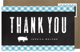 'Gingham BBQ' Baby Shower Thank You Note