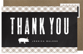 'Gingham BBQ' Baby Shower Thank You Note