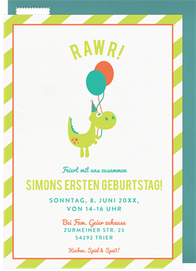 'Dino Rawr' Kids Birthday Invitation