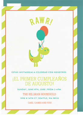 'Dino Rawr' Kids Birthday Invitation