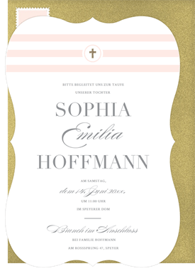 'Foil Cross' Baptism Invitation