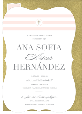 'Foil Cross' Baptism Invitation