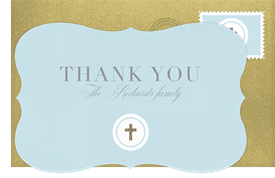 'Foil Cross' Baptism Thank You Note