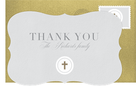 'Foil Cross' Baptism Thank You Note