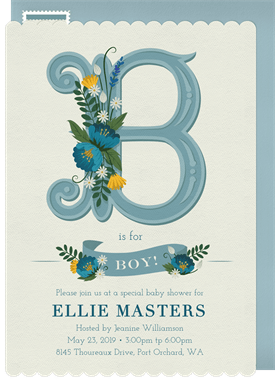 'B is for Boy' Baby Shower Invitation