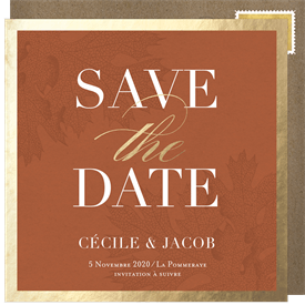 'Kraft Leaves' Wedding Save the Date