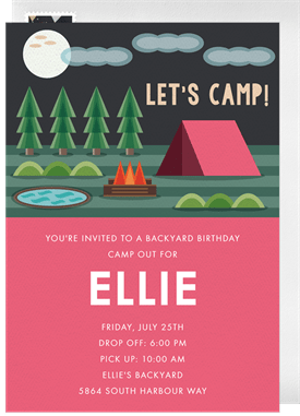 'Fireside Camp' Kids Birthday Invitation