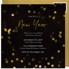 'Shimmery Bokeh' New Year's Party Invitation
