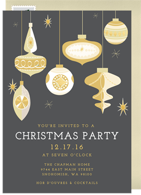 'Vintage Ornaments' Christmas Party Invitation