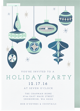 'Vintage Ornaments' Holiday Party Invitation