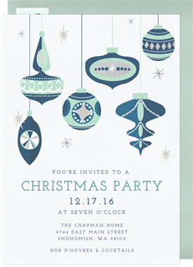 'Vintage Ornaments' Christmas Party Invitation