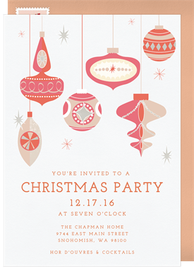 'Vintage Ornaments' Christmas Party Invitation