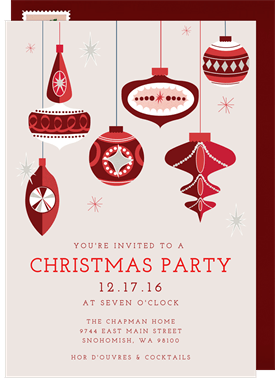 'Vintage Ornaments' Christmas Party Invitation