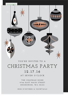 'Vintage Ornaments' Christmas Party Invitation