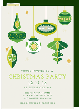 'Vintage Ornaments' Christmas Party Invitation