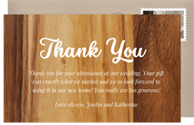 'Northern Woods' Wedding Thank You Note