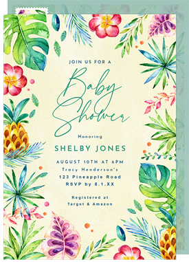 'Tropical Shower' Baby Shower Invitation