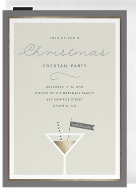 'Shaken with a Candy Cane' Christmas Party Invitation