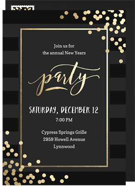 'Golden Confetti Celebration' New Year's Party Invitation