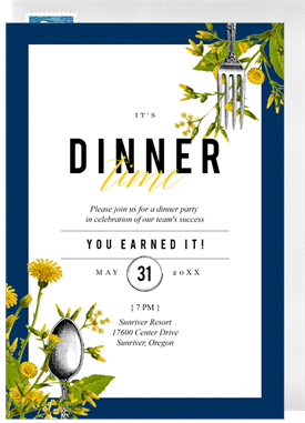'Forks and Wildflowers' Dinner Invitation