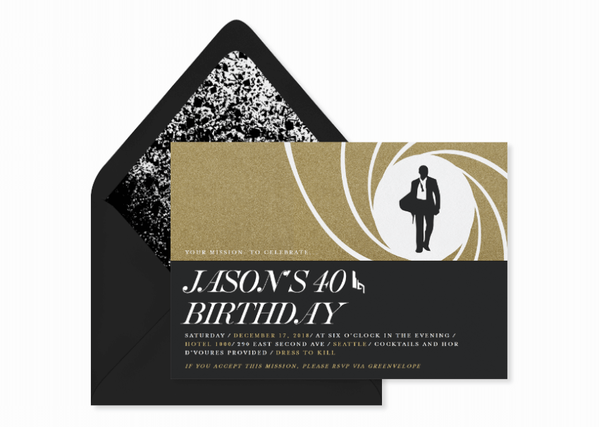 007 birthday party invitation