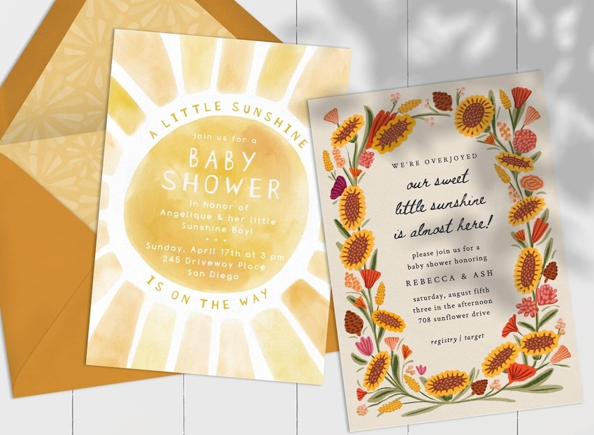 Here comes the son baby shower invites: 2 baby shower invitations