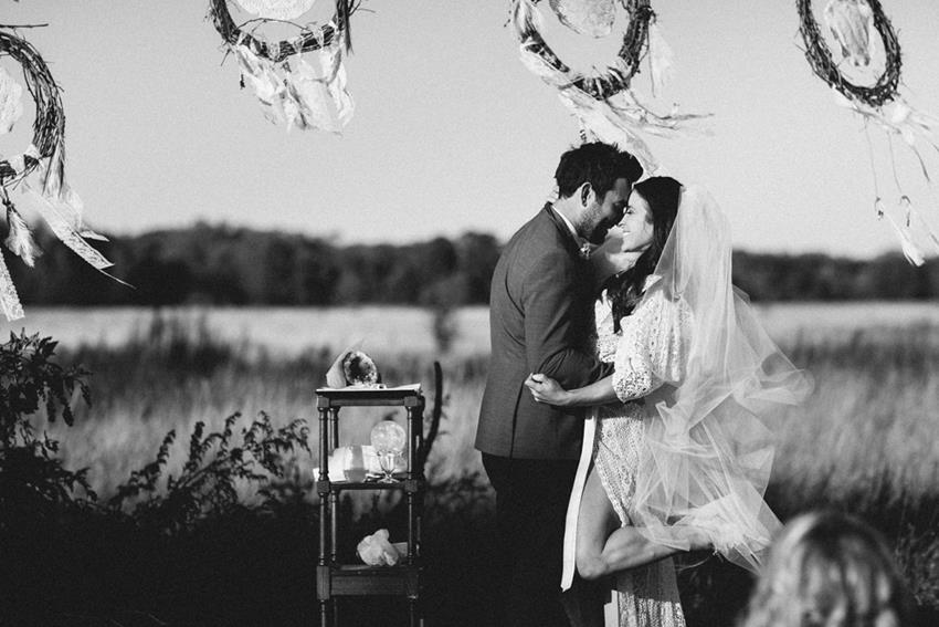 Romantic black and white wedding ceremony photo by Caroline Ghetes Photography