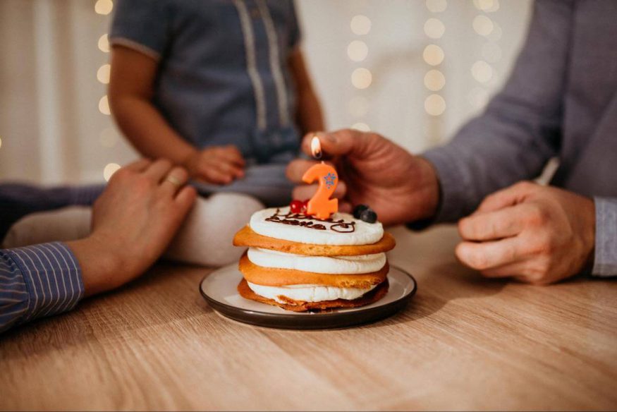 Birthday cake with a number 2 candle