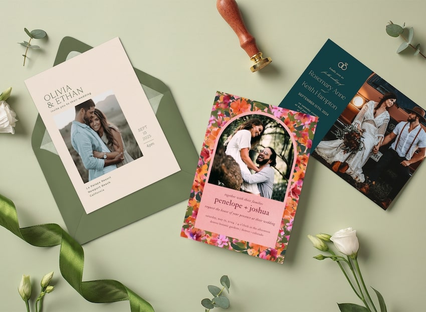 3 photo wedding invitations