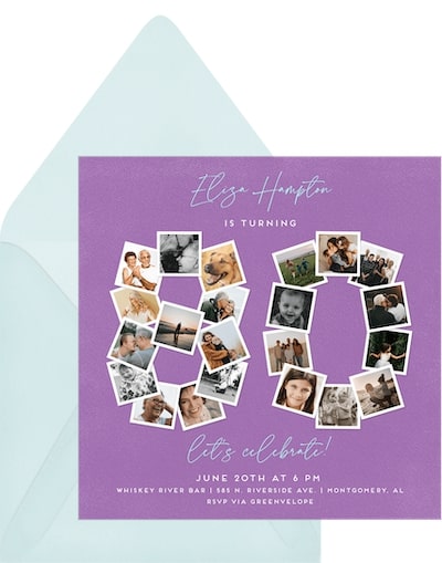 80th birthday party ideas: 80 Milestone Collage Invitation