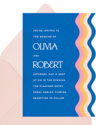 Elopement party invitations: Abstract Beach Invitation