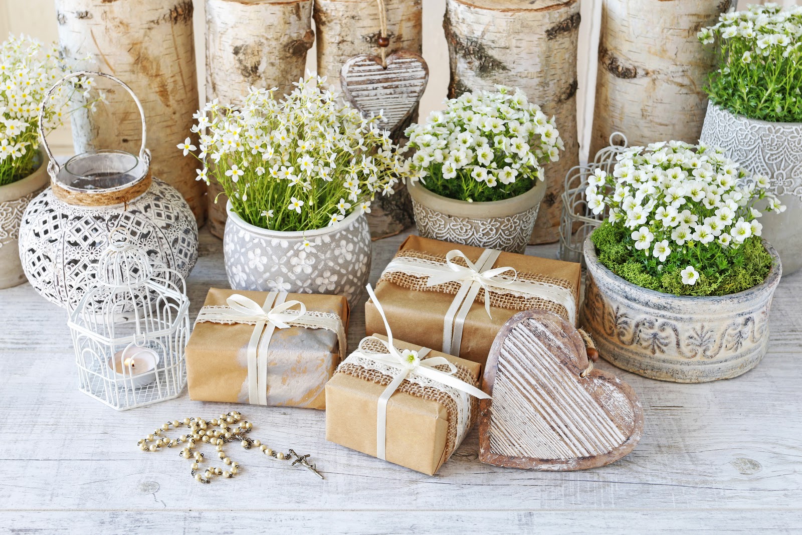Wedding wishes: A table of wedding gifts and decorations