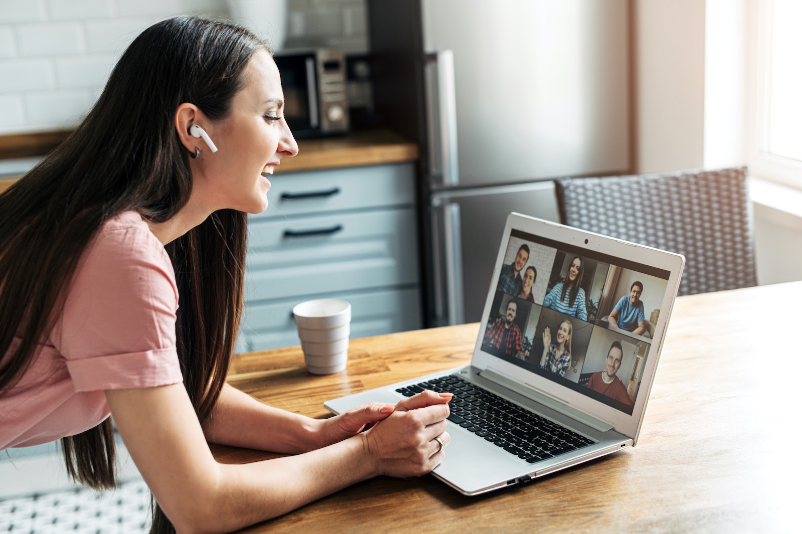 Woman hosting virtual party games