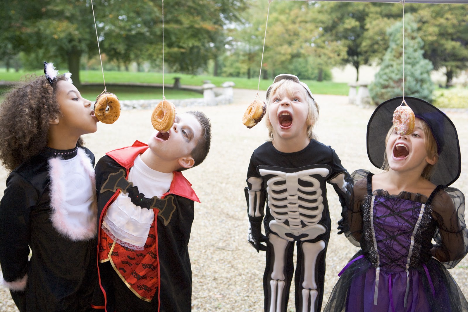 Children enjoy fun Halloween themed party games while in costume.